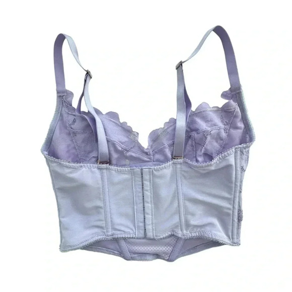 Savage xFenty Purple Floral Glow Lace Bustier Size Small Adjustable lingerie Bra - Picture 5 of 11